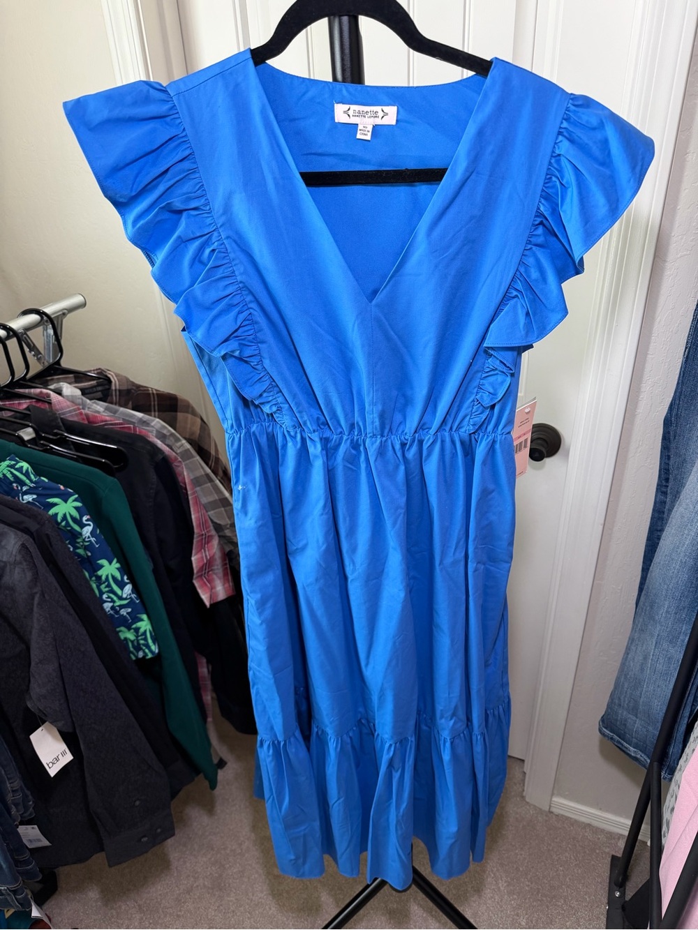 Nanette Lepore "Amber Stitch" Ruffle Midi Dress